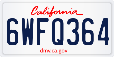 CA license plate 6WFQ364