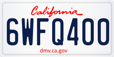 CA license plate 6WFQ400