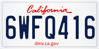CA license plate 6WFQ416