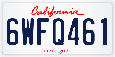 CA license plate 6WFQ461