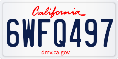 CA license plate 6WFQ497