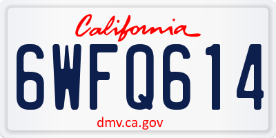 CA license plate 6WFQ614