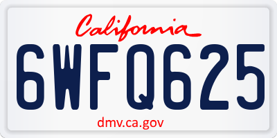 CA license plate 6WFQ625