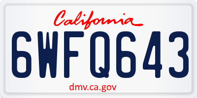 CA license plate 6WFQ643