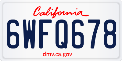 CA license plate 6WFQ678