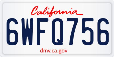 CA license plate 6WFQ756