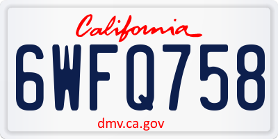 CA license plate 6WFQ758