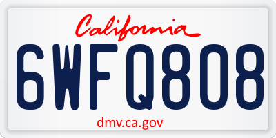 CA license plate 6WFQ808