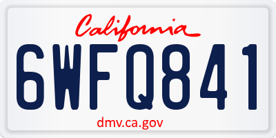 CA license plate 6WFQ841
