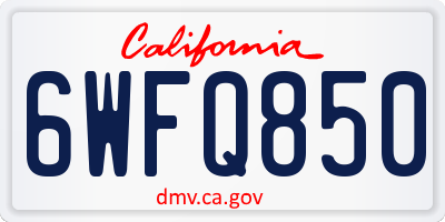 CA license plate 6WFQ850