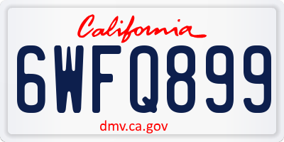 CA license plate 6WFQ899