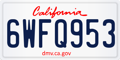 CA license plate 6WFQ953