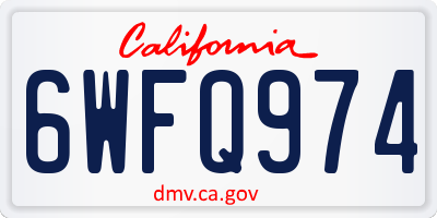 CA license plate 6WFQ974