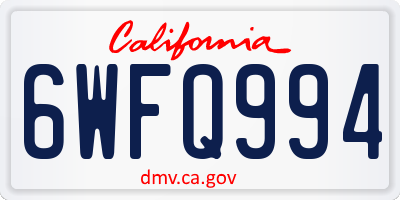 CA license plate 6WFQ994