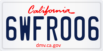 CA license plate 6WFR006