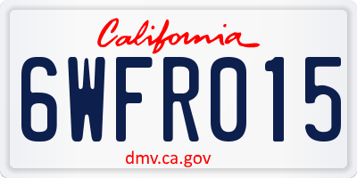 CA license plate 6WFR015