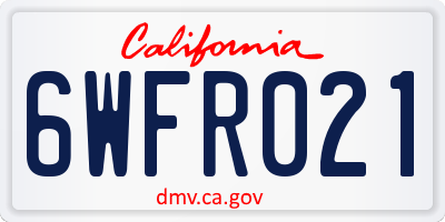 CA license plate 6WFR021