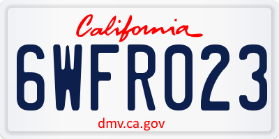 CA license plate 6WFR023