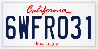 CA license plate 6WFR031