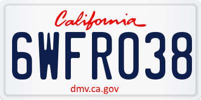 CA license plate 6WFR038