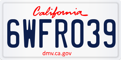CA license plate 6WFR039