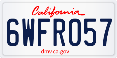 CA license plate 6WFR057
