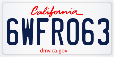 CA license plate 6WFR063