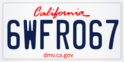 CA license plate 6WFR067