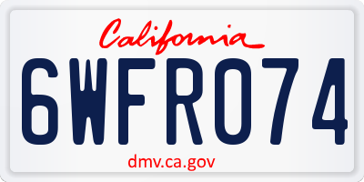 CA license plate 6WFR074