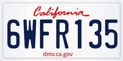 CA license plate 6WFR135