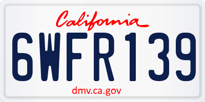 CA license plate 6WFR139