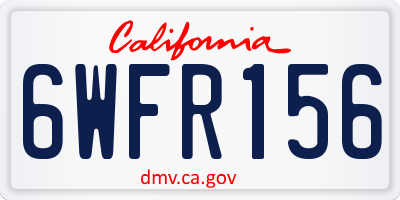 CA license plate 6WFR156