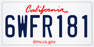 CA license plate 6WFR181