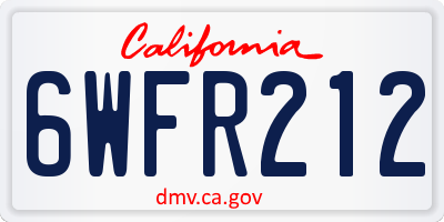 CA license plate 6WFR212