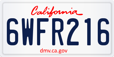 CA license plate 6WFR216