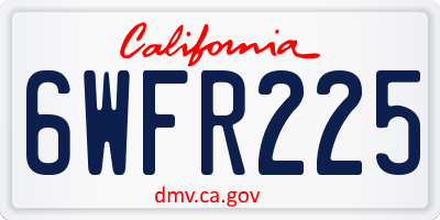 CA license plate 6WFR225