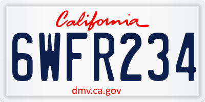 CA license plate 6WFR234