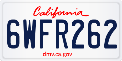 CA license plate 6WFR262