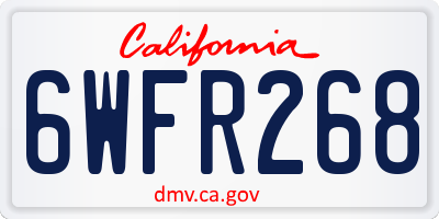 CA license plate 6WFR268