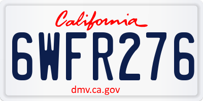 CA license plate 6WFR276
