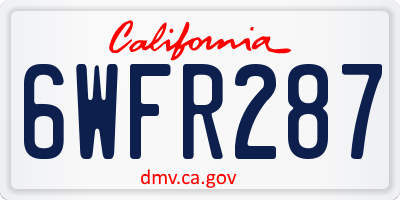 CA license plate 6WFR287