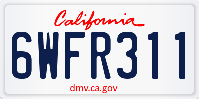 CA license plate 6WFR311
