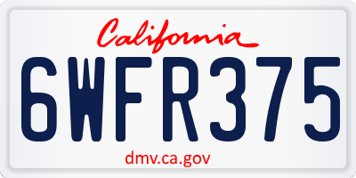 CA license plate 6WFR375