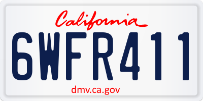 CA license plate 6WFR411