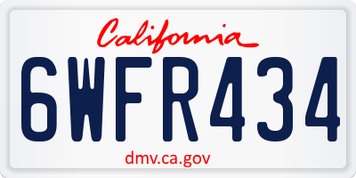 CA license plate 6WFR434