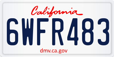 CA license plate 6WFR483