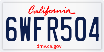 CA license plate 6WFR504