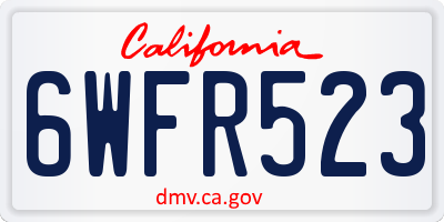 CA license plate 6WFR523