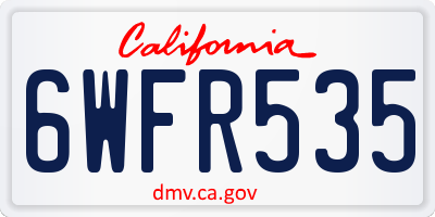 CA license plate 6WFR535