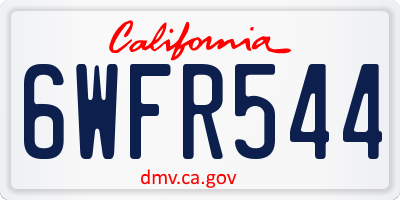 CA license plate 6WFR544